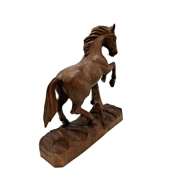 Vintage Antique Hand Carved Wooden Horse 10.5" tall - Picture 8 of 11